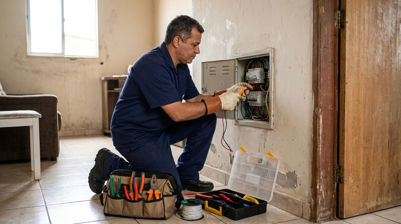 Eletricista com ferramentas em Sete Lagoas‑MG