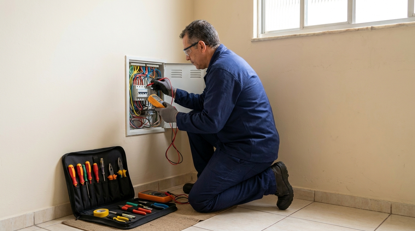 Eletricista atendendo em residência em Sete Lagoas‑MG