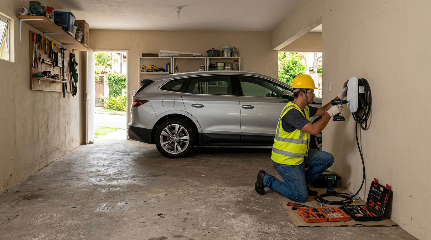 Instalacao de carregador de carro eletrico residencial em Sete Lagoas‑MG