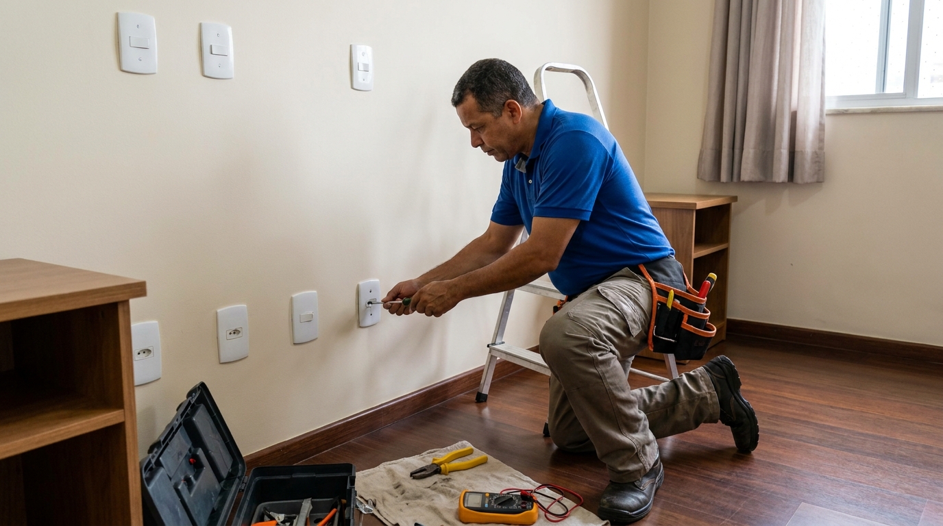 Instalacao de tomada e interruptor residencial em Sete Lagoas‑MG