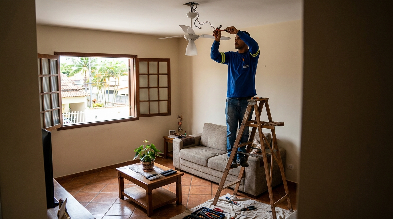 Instalacao de ventilador de teto profissional em Sete Lagoas‑MG