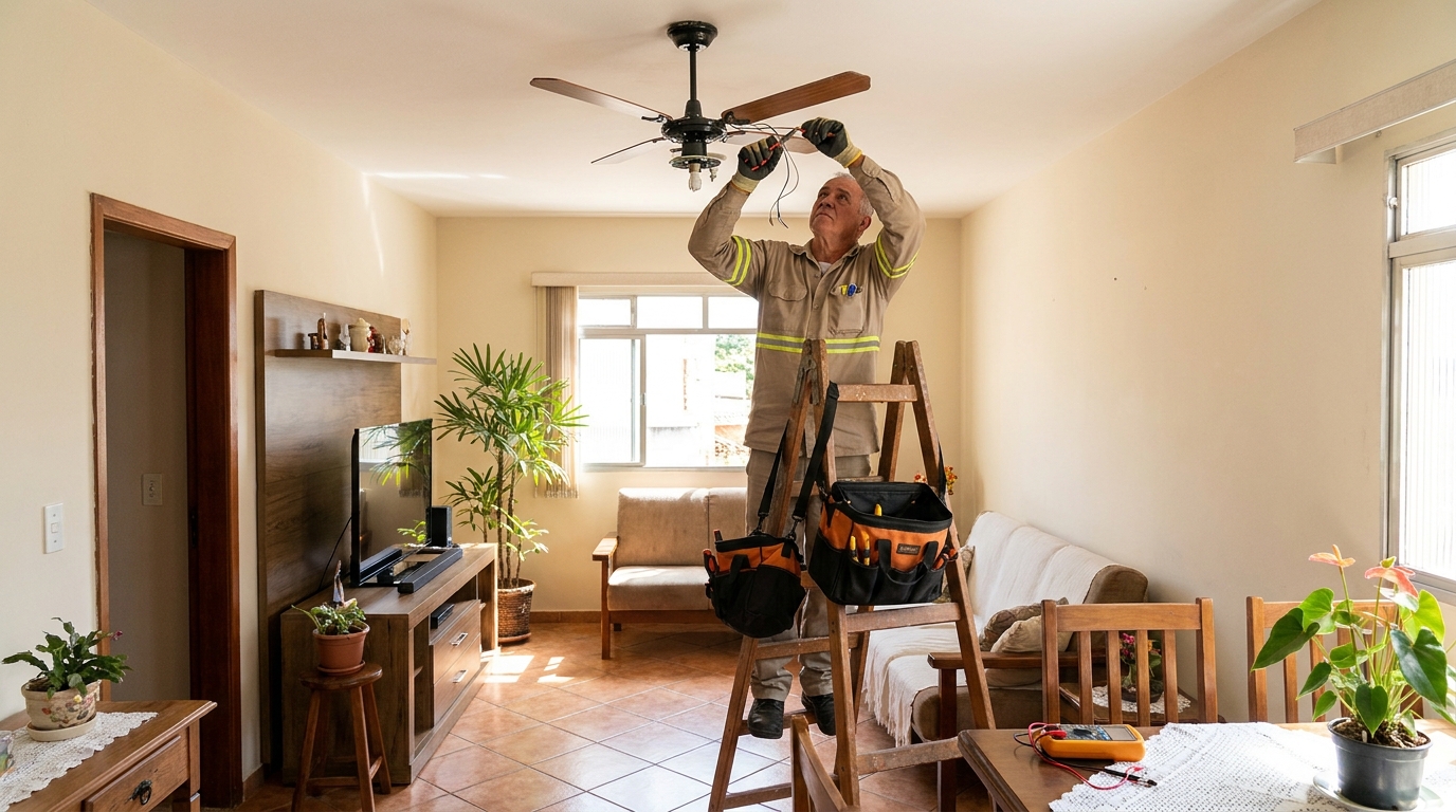 Montagem de ventilador de teto em Sete Lagoas‑MG